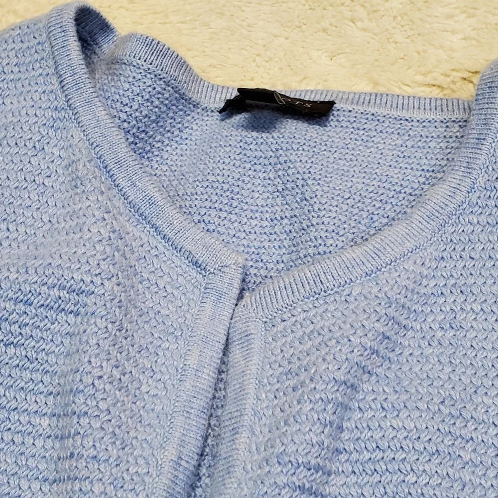 Talbots Blue Weave Knit Open‎ Drape Long Cardigan Medium Staple Classic Casual